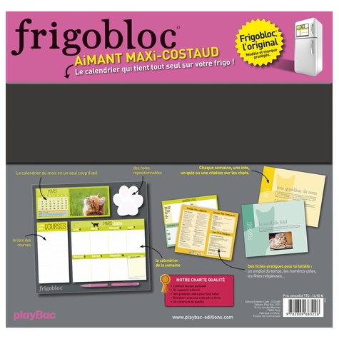 Frigobloc Mensuel 2024 - Calendrier d'organisation familiale / mois (de  sept. 2023 à déc. 2024) - Playbac