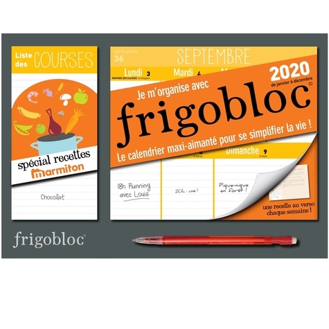  Play Bac - Je m'organise avec Frigobloc spécial recettes Marmiton - Le calendrier maxi-aimanté pour se simplifier la vie ! Avec un critérium.