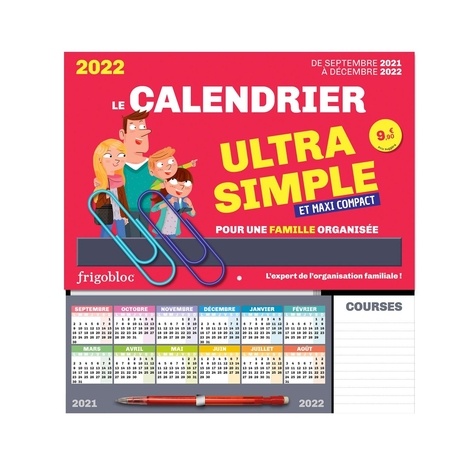 Le calendrier Frigobloc ultra simple et maxi-compact pour une famille organisée  Edition 2021-2022