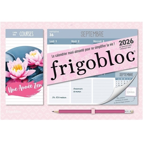 Mini Frigobloc hebdomadaire Une Année Zen. De septembre 2025 à décembre 2026  Edition 2025-2026
