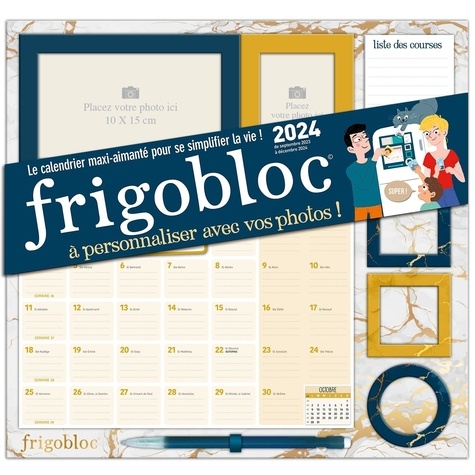  Playbac - Frigobloc mensuel à personnaliser avec vos photos ! - De septembre 2023 à décembre 2024. Avec un critérium.
