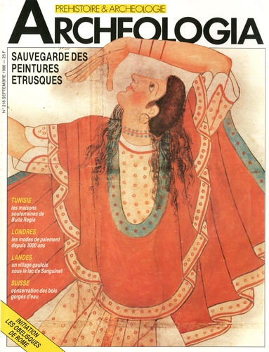 Marie-José Bourgau - Archéologia N° 216, Septembre 19 : Sauvegarde des peintures étrusques.