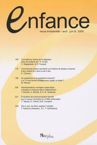 Enfance Volume 61 N° 2, Avril-juin 2009