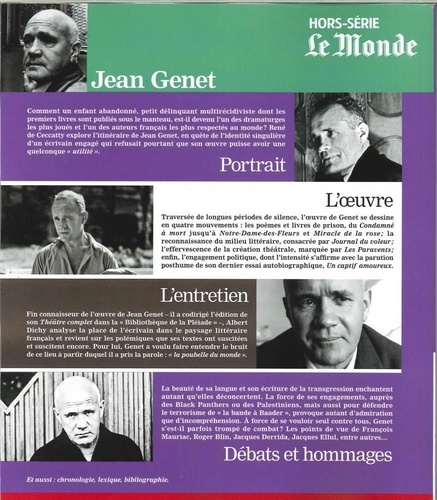 Le Monde. Hors-série. Une vie, une oeuvre N° 30, avril 2016 Jean Genet. Un écrivain sous haute surveillance