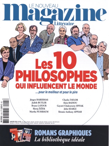Hervé Aubron - Le Nouveau Magazine Littéraire N° 25, janvier 2020 : Les 10 philosophes qui influencent le monde.