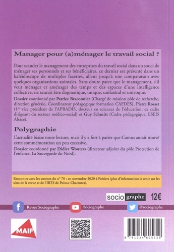 Le sociographe N° 70, juin 2020 Manager pour (a)ménager le travail social ?
