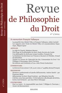 Revue de Philosophie du Droit N° 1, avril 2024