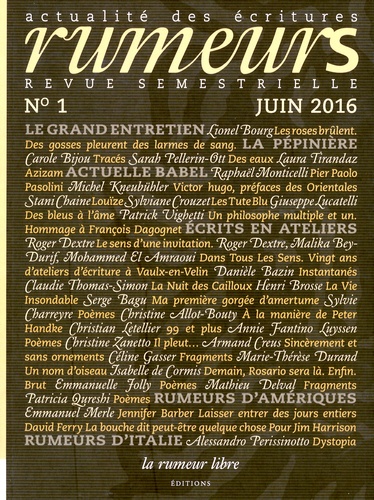 Thierry Renard - Rumeurs N° 1, juin 2016 : .