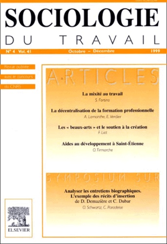 Pierre Demaziere et  Collectif - Sociologie du travail Volume 41 N° 4, Octo : .