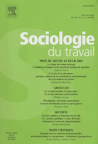 Isabelle Puech et Guillaume Malochet - Sociologie du travail Volume 46 N° 2 Avril : .