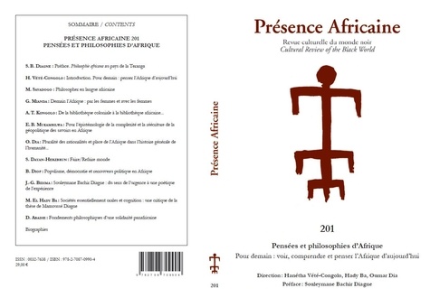 Hanétha Vété-Congolo et Hady Ba - Présence Africaine N° 201 : Pensées et philosophies d'Afrique - Pour demain : voir, comprendre et penser l'Afrique d'aujourd'hui.