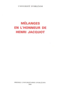 Mélanges en l'honneur de Henri Jacquot