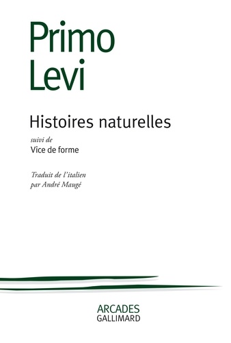 Primo Levi - Histoires naturelles - Suivi de Vice de forme.