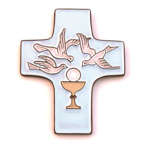 Prouvost Ets - Croix céramique Bleue  Eucharistie.