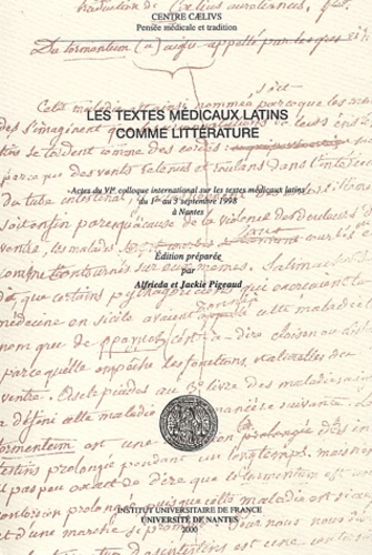  PU Nantes/Gien - Les textes medicaux latins comme litterature.