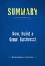 Publishing Businessnews - Summary: Now, Build a Great Business! - Review and Analysis of Thompson and Tracy's Book.