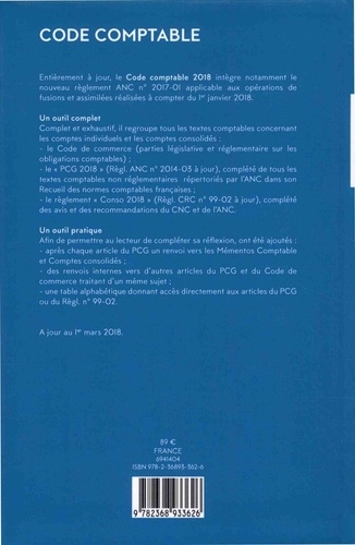 Code comptable. Comptes sociaux (PCG, Règl. ANC n° 2014-03), comptes consolidés (Règl. CRC n° 99-02)  Edition 2018