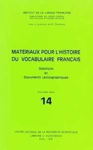 Matériaux pour l'histoire du vocabulaire français