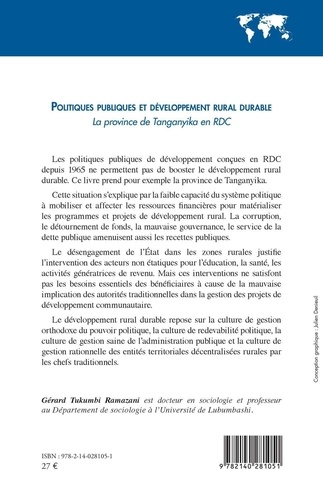 Politiques publiques et développement rural durable. La province de Tanganyika en RDC