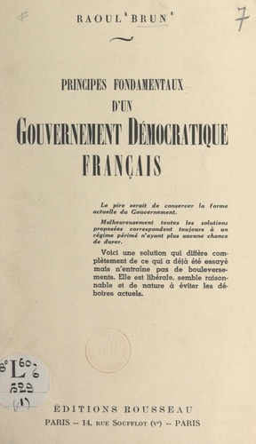 Principes fondamentaux d'un gouvernement démocratique français