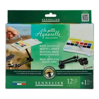 La petite aquarelle boite aquarelle mains libres - 12 1/2 godets + 1 bras a