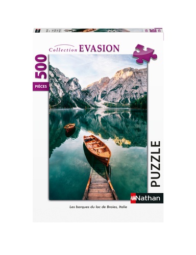 Nathan puzzle 500 p - Les barques du lac de Braies, Italie