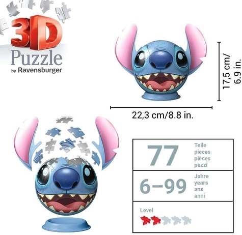 Puzzle 3D Ball - Disney Stitch (72 pièces), RAVENSBURGER PAPET ...