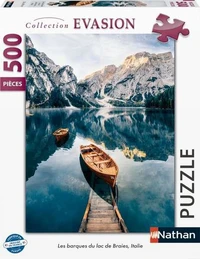 Puzzle Les barques du lac de Braies, Italie (500 pièces)