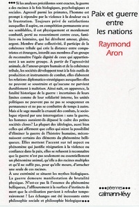 Raymond Aron - Paix et guerre entre les nations.