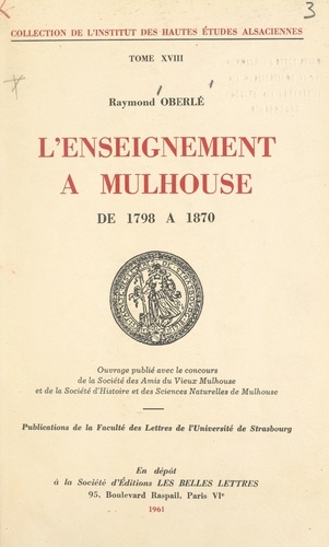 L'enseignement à Mulhouse, de 1798 à 1870