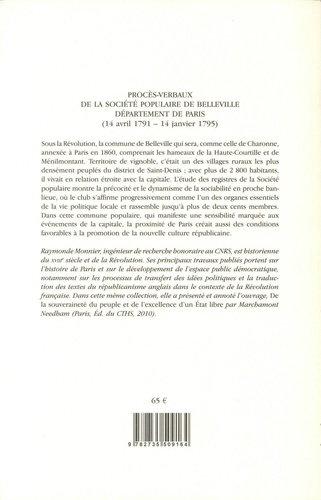 Procès-verbaux de la Société populaire de Belleville, Département de Paris (14 avril 1791 - 4 janvier 1795)