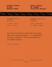 Analysis of Artifacts from Four Duke Point Area Sites, Near Nanaimo, B.C.