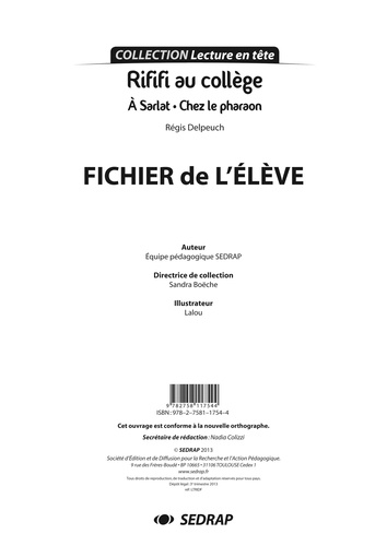 Régis Delpeuch - Rififi au collège - Fichier de l'élève.