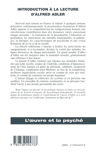 Introduction A La Lecture D'Alfred Adler. La Psychologie Individuelle, Une Psychanalyse Humaniste