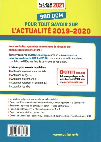 900 QCM pour tout savoir sur l'actualité 2019-2020  Edition 2021