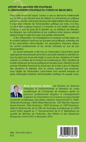 Apport des groupes pré-politiques à l'émancipation politique du Congo ex-belge (RDC). Cas de l'association Lulua-Frères