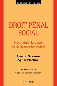 Renaud Salomon et Agnès Martinel - Droit pénal social.