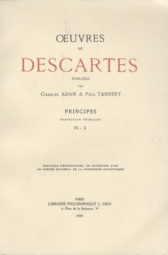 René Descartes - Oeuvres de Descartes - Volume 9, 2e partie, Principes.