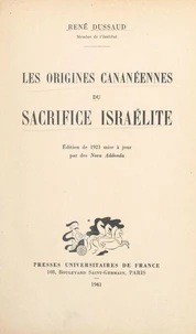 Les origines cananéennes du sacrifice israélite