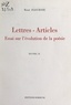 René Fleurose - Lettres, articles, essai sur l'évolution de la poésie : œuvre 18.