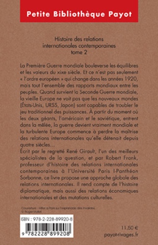 Turbulente Europe et nouveaux mondes (1914-1941). Histoire des relations internationales contemporaines, Tome 2