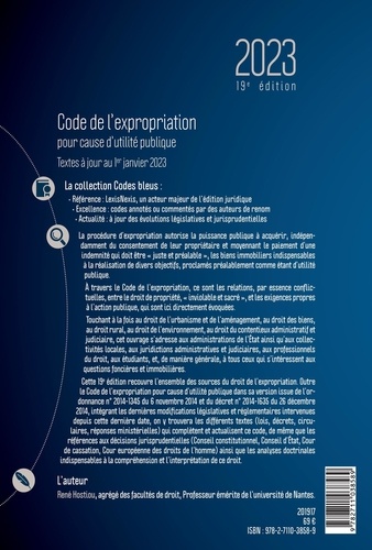 Code de l'expropriation pour cause d'utilité publique  Edition 2023