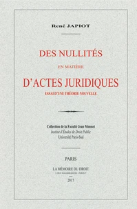 Des nullités en matière d'actes juridiques
