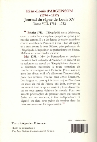 Journal du règne de Louis XV. Tome 8, L'Encyclopédie (1751-1752)