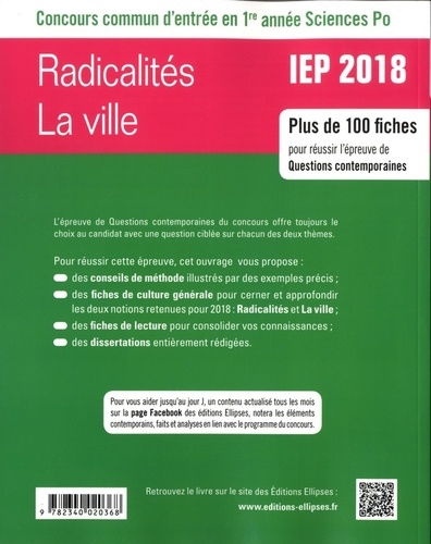 IEP Concours commun d'entrée en 1re année Sciences Po. Radicalités / La ville  Edition 2018