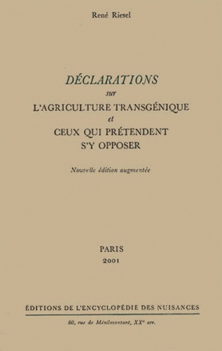 René Riesel - Déclarations sur l'agriculture transgénique et ceux qui prétendent s'y opposer.