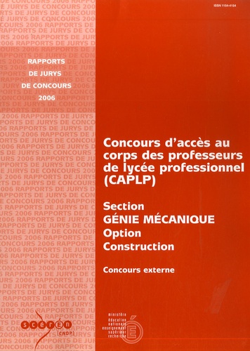  Cahuzac - CAPLP externe, Génie Mécanique - option construction, 2006.