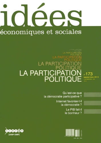  CNDP - Idées économiques et sociales N° 173, Septembre 2013 : La participation politique.