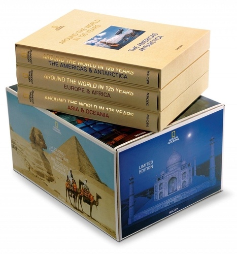 Reuel Golden - National Geographic - Le tour du monde en 125 ans, coffret 3 volumes : Asie et Océanie ; Europe et Afrique ; Amérique du Nord et du Sud & Antarctique.