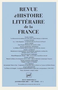 Revue d'histoire littéraire de la France N° 1/2003
